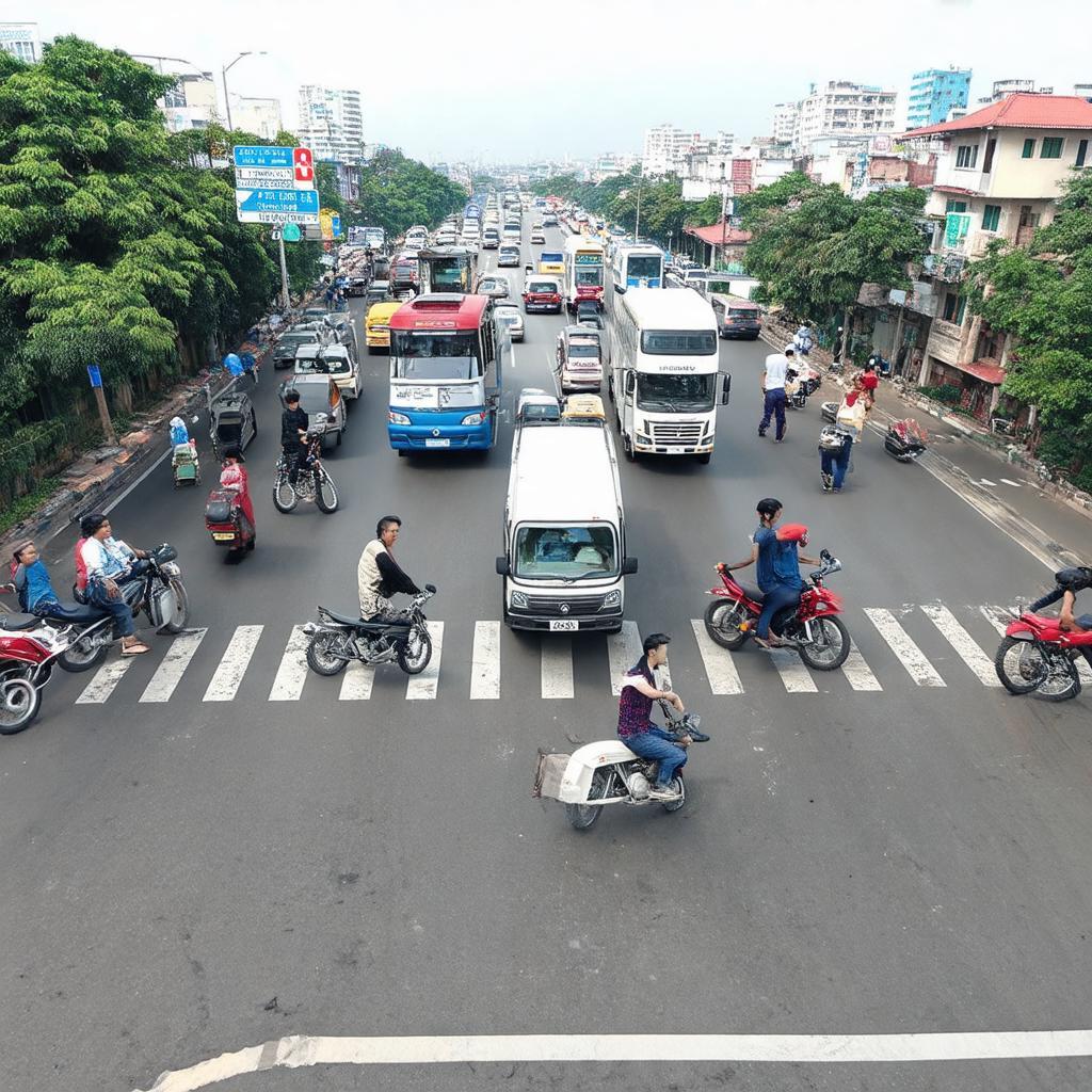 Toàn cảnh Ngã Tư Bà Điểm Hóc Môn tấp nập người xe qua lại